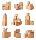 Collection of various cardboard boxes Royalty Free Stock Photo