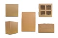 Collection of various cardboard boxes isolated on white background Royalty Free Stock Photo