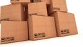 Collection of various cardboard boxes on white background. Royalty Free Stock Photo