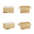 Collection of various cardboard boxes on white background Royalty Free Stock Photo