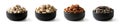 Collection of various cereals in a black cup isolated on white background with clipping path Royalty Free Stock Photo