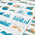 A collection of various charts and graphs, featuring pie charts, bar Royalty Free Stock Photo