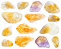 Collection of various Citrine gemstones isolated Royalty Free Stock Photo