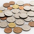 The mix of metals creates a contrast in color among the coins Royalty Free Stock Photo