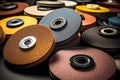 A collection of various colored discs stacked on top of each other. This versatile image can be used in a variety of Royalty Free Stock Photo