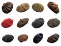Collection of Various Colored and Textured Berets Royalty Free Stock Photo