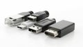 Collection of various computer connectors Royalty Free Stock Photo
