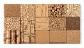 Collection of various cork material samples arranged in a grid Royalty Free Stock Photo