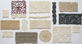 A collection of various crochet and lace patterns arranged on a white surface. The Royalty Free Stock Photo