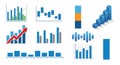 Collection of various data visualization elements including bar charts line graphs and 3D business infographic diagrams Royalty Free Stock Photo