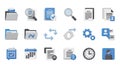 Digital Office Icons Set: Documents, Folders, Tools and Communication Royalty Free Stock Photo