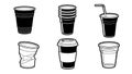 Disposable Drink Cups Vector Set - Plastic and Coffee Takeaway Illustrations Royalty Free Stock Photo