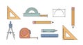 Collection of various drawing and measuring tools for art and design Royalty Free Stock Photo