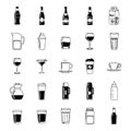 Collection of various drink containers and beverages Royalty Free Stock Photo