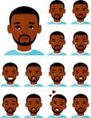 Set of different avatar african american people male in colorful flat style. Royalty Free Stock Photo