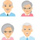 Set of different european avatar old peoples in colorful flat style. Royalty Free Stock Photo