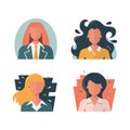 Collection of various female faces illustrations. Bundle of girl icon. Vector.