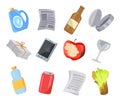 Collection of Various Garbage Icons Color Poster