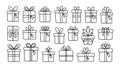 Collection of various gift boxes with ribbons and tags design elements Royalty Free Stock Photo