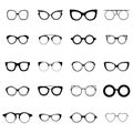 Collection of various glasses. To be worn by women, men and children. Eye glasses set.
