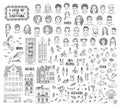 Collection of various hand drawn items Royalty Free Stock Photo