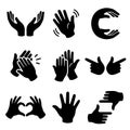 Collection of Various Hand Gesture Icons in Silhouette Style for Communication and Expression Royalty Free Stock Photo
