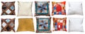 Collection of various handmade pillows isolated Royalty Free Stock Photo