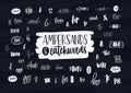 Collection of various handwritten ampersands, conjunctions, prepositions and articles. Bundle of elegant hand lettering Royalty Free Stock Photo