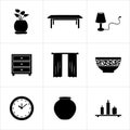 Collection of various home decor items in black and white style Royalty Free Stock Photo
