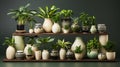 Collection of various houseplants displayed in ceramic pots