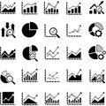 Collection of various icons representing data analysis and business growth with charts and graphs Royalty Free Stock Photo