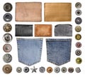 Collection of various jeans parts Royalty Free Stock Photo