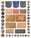Collection of various jeans parts on white Royalty Free Stock Photo