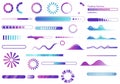 A collection of various loading and progress indicators, featuring circular and linear Royalty Free Stock Photo
