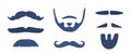 Collection Of Various Mustache And Beard Styles, Classic And Modern Designs Such As Handlebars, Goatees Royalty Free Stock Photo