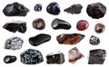 Collection of various Obsidian stone isolated Royalty Free Stock Photo