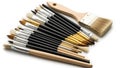 A collection of various paintbrushes is displayed on a white background Royalty Free Stock Photo