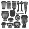 Collection of Traditional African Drums and Percussion Instruments Royalty Free Stock Photo