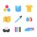 Print icons set flat design vector illustration