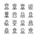 Collection of various professions and occupations in line art style Royalty Free Stock Photo