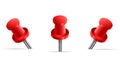 Collection of various red push pins. Thumbtacks. Royalty Free Stock Photo