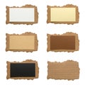 Collection of various ripped cardboard pieces on white