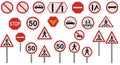 Collection of Various Road Signs: A Comprehensive Guide to Traffic Regulations Royalty Free Stock Photo