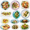 Collection of various salads with vegetables Royalty Free Stock Photo
