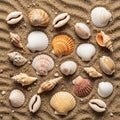 Textured with small pebbles interspersed among the shells creating a Royalty Free Stock Photo