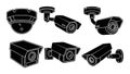 Security Camera Icons Set - CCTV Surveillance Vector Collection Royalty Free Stock Photo