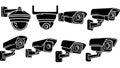 Collection of various security cameras for surveillance and protection Royalty Free Stock Photo