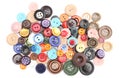 Collection of various sewing buttons on white background Royalty Free Stock Photo