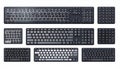 A collection of various sized keyboards, full-sized, ten-keyless Royalty Free Stock Photo