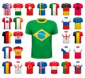 Collection of various soccer jerseys. National shirt design. Royalty Free Stock Photo